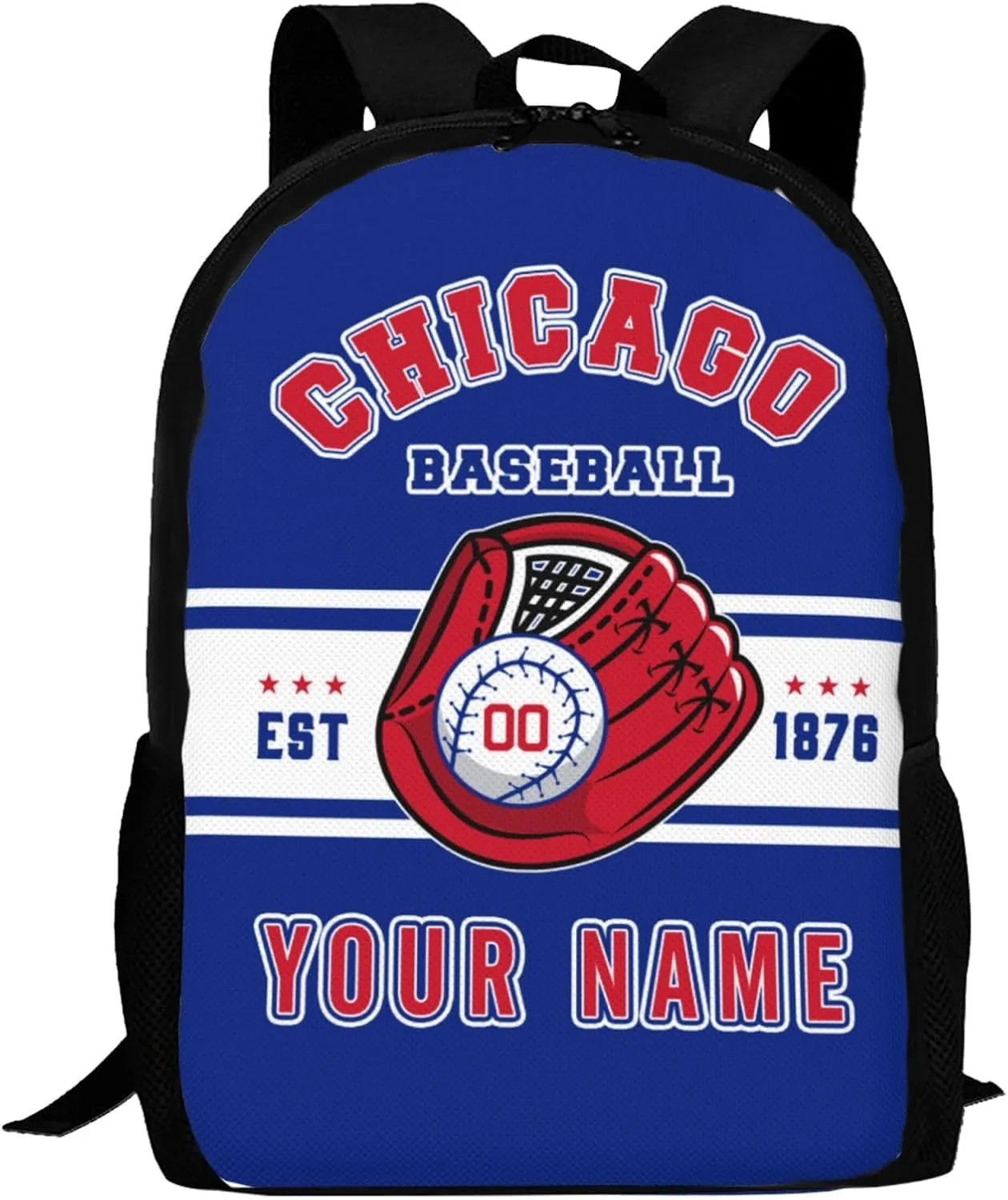Custom Chicago C Backpack Gift for Men Women Boy, Personalized Name Number Shoulder Bag for School Travel Daypack