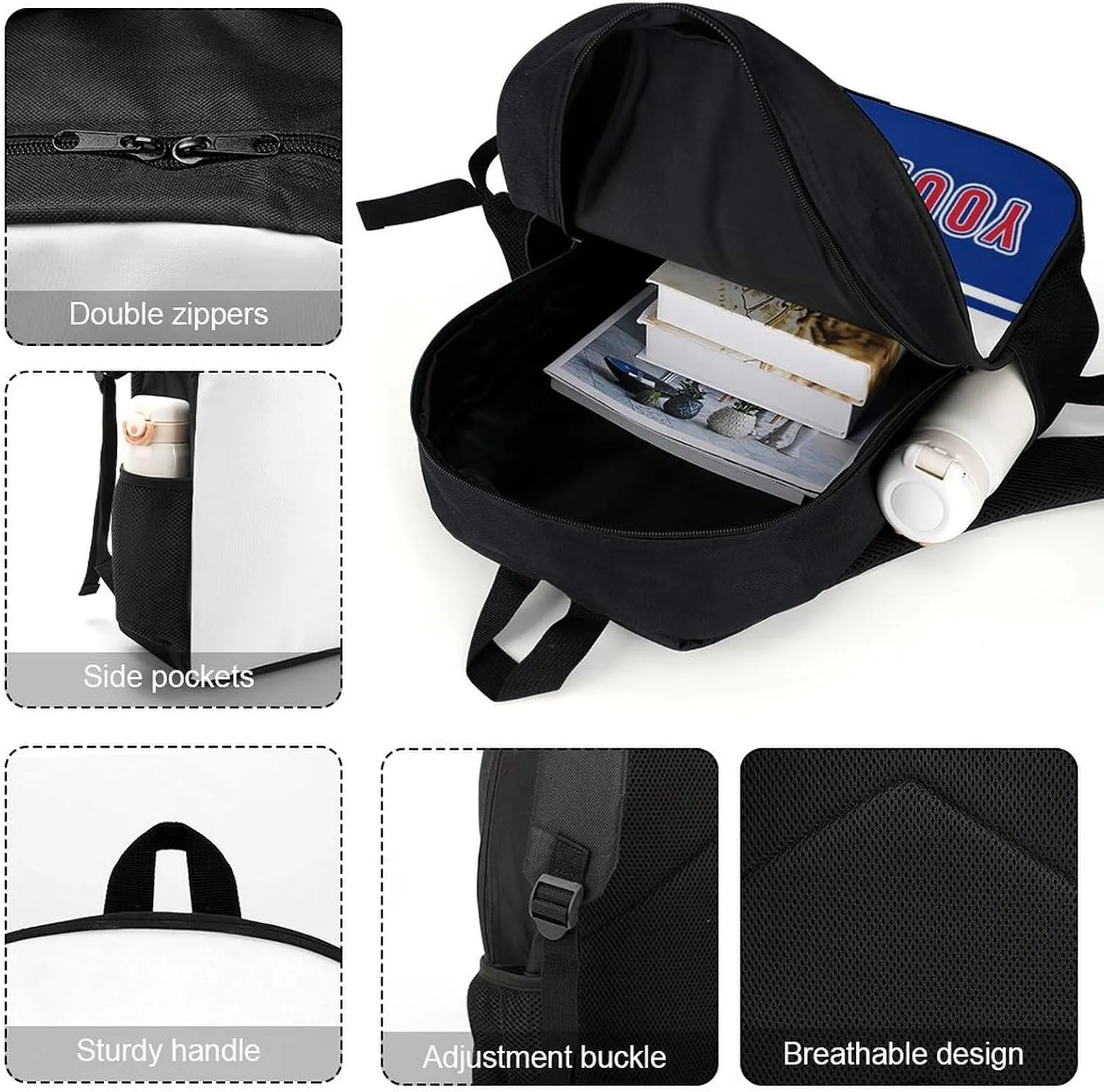 Custom Chicago C Backpack Gift for Men Women Boy, Personalized Name Number Shoulder Bag for School Travel Daypack