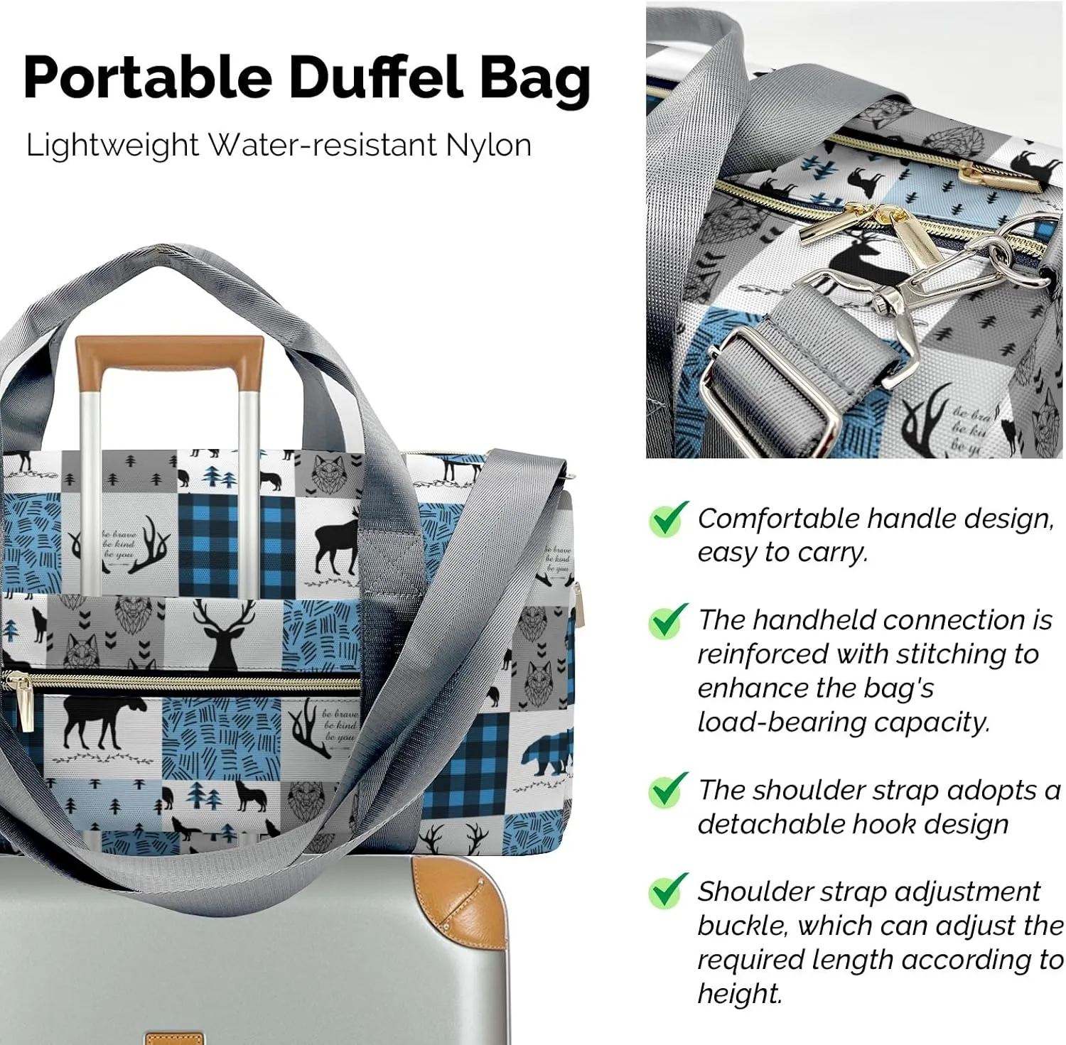 Custom Duffel Bag Woodland Deer Bear Wolf Forest Adventure Awaits: Best Travel Bags for Hiking and Sports