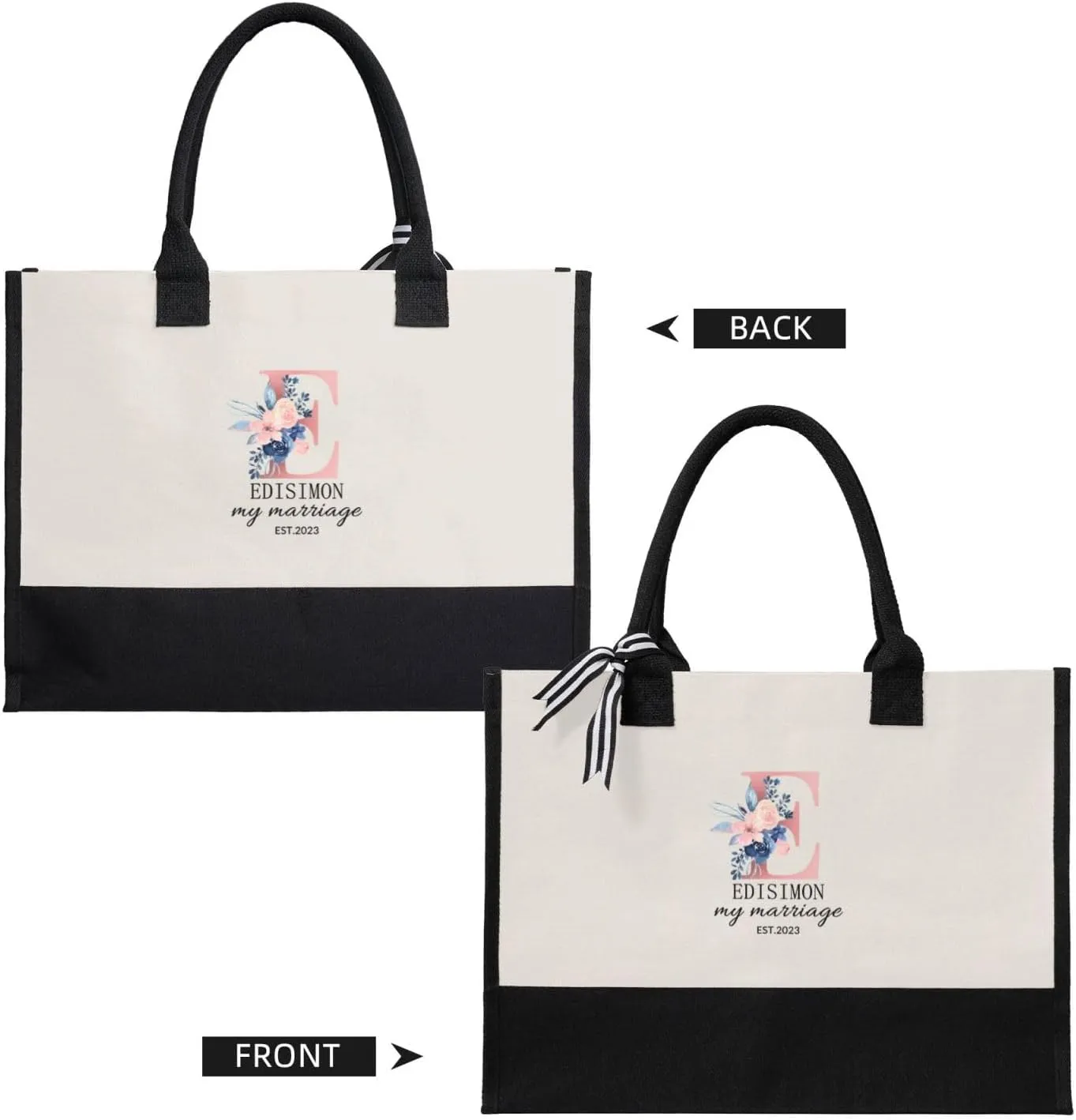 Custom Tote Bags with Logo, Personalized Tote Bags For Women, Customized Tote Bags Bulk, Gifts for Mom, Daughter, Girlfriend