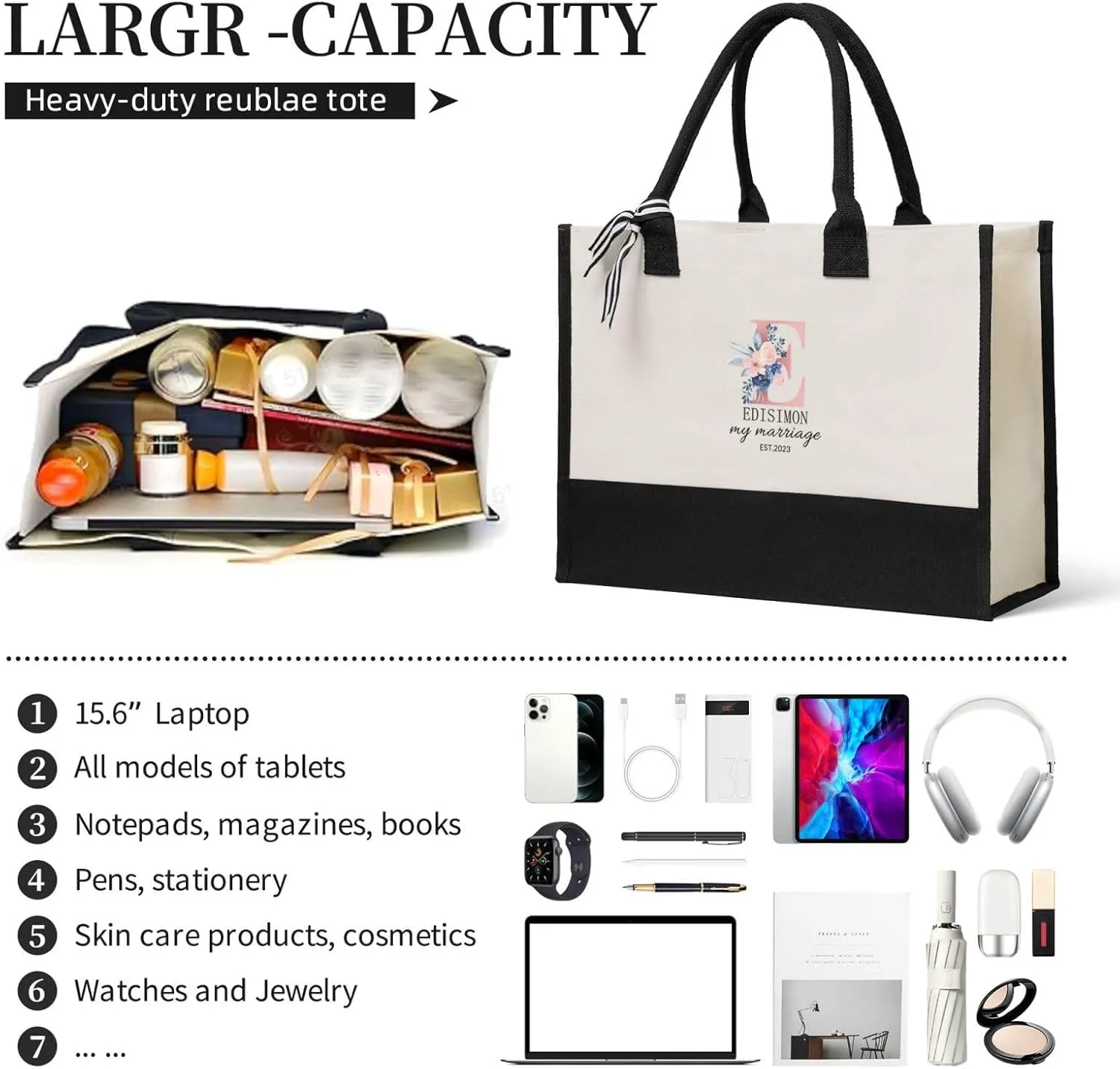 Custom Tote Bags with Logo, Personalized Tote Bags For Women, Customized Tote Bags Bulk, Gifts for Mom, Daughter, Girlfriend