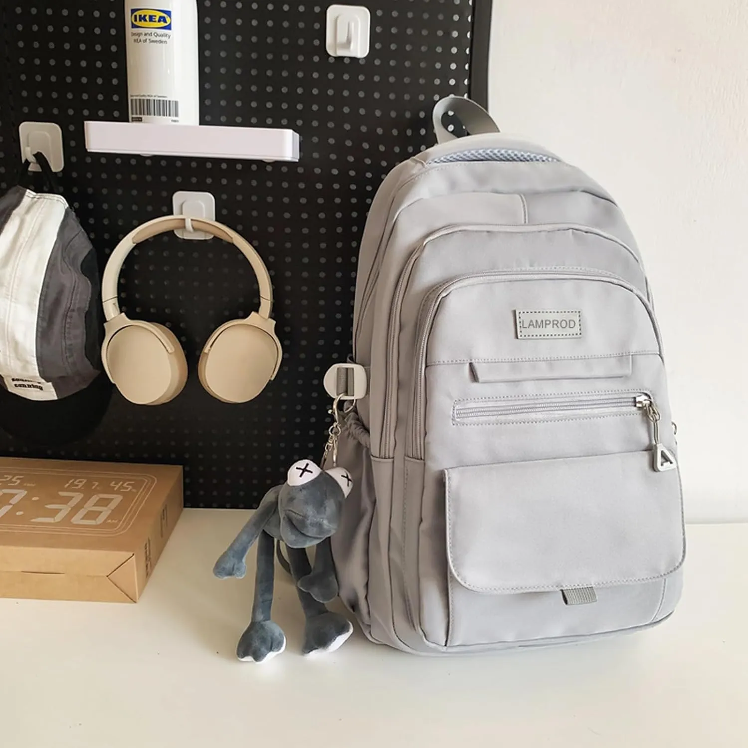 Cute Aesthetic Backpack Girls Backpack for School Large Capacity Bookbags College Backpack for Students Kids Teen Girls Laptop Bookbag Casual Travel Daypacks(Gray)