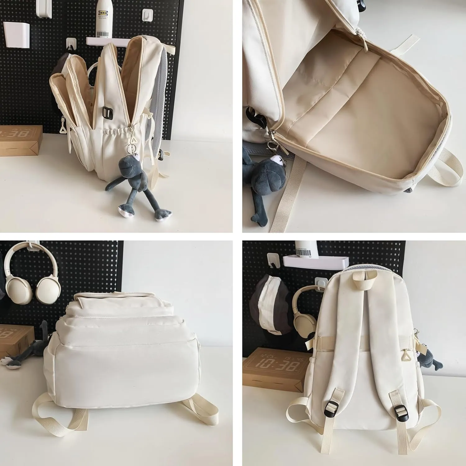 Cute Aesthetic Backpack Girls Backpack for School Large Capacity Bookbags College Backpack for Students Kids Teen Girls Laptop Bookbag Casual Travel Daypacks(Gray)
