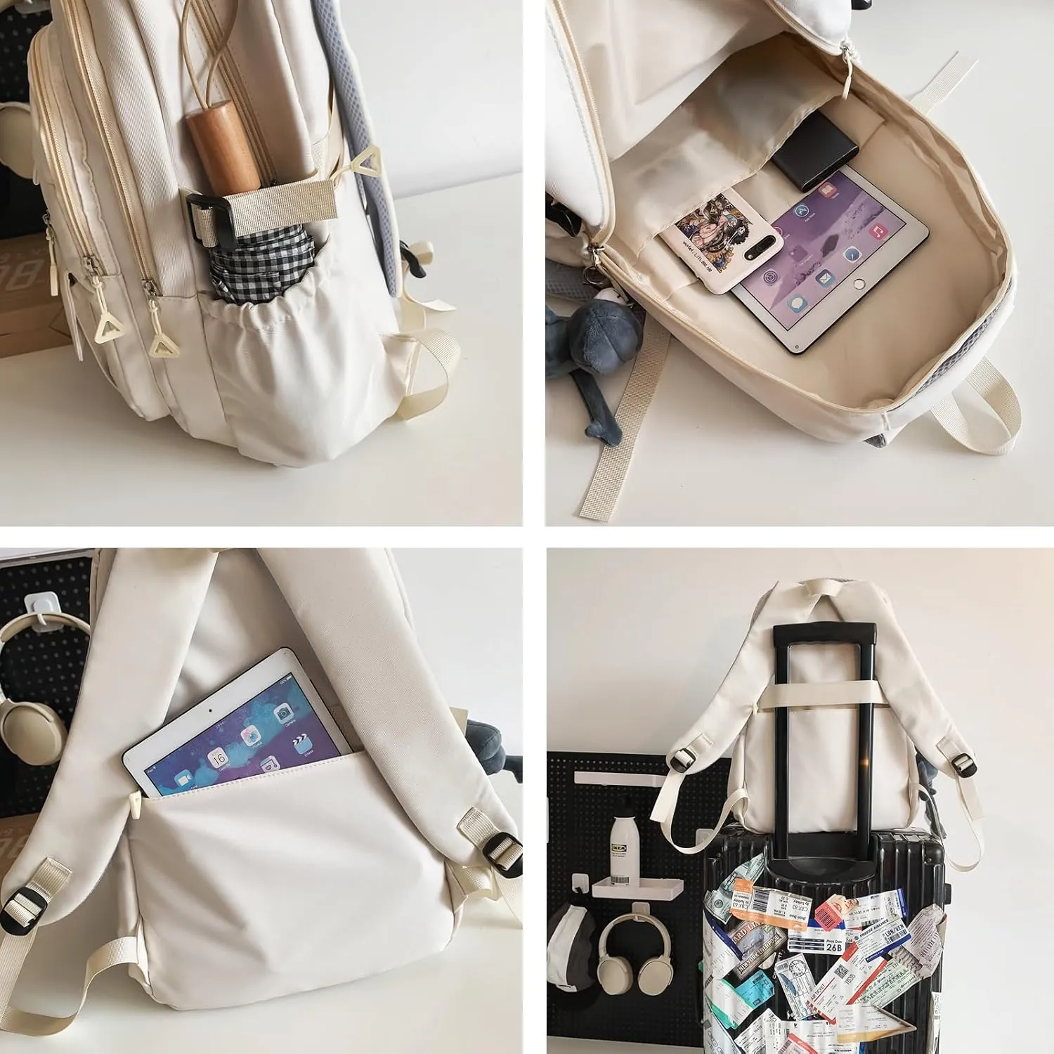 Cute Aesthetic Backpack Girls Backpack for School Large Capacity Bookbags College Backpack for Students Kids Teen Girls Laptop Bookbag Casual Travel Daypacks(Gray)
