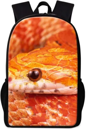 Cute Snake Print Backpack Art School Bookbag Double Shoulder Satchel for Boys Animal Rucksack for Girls