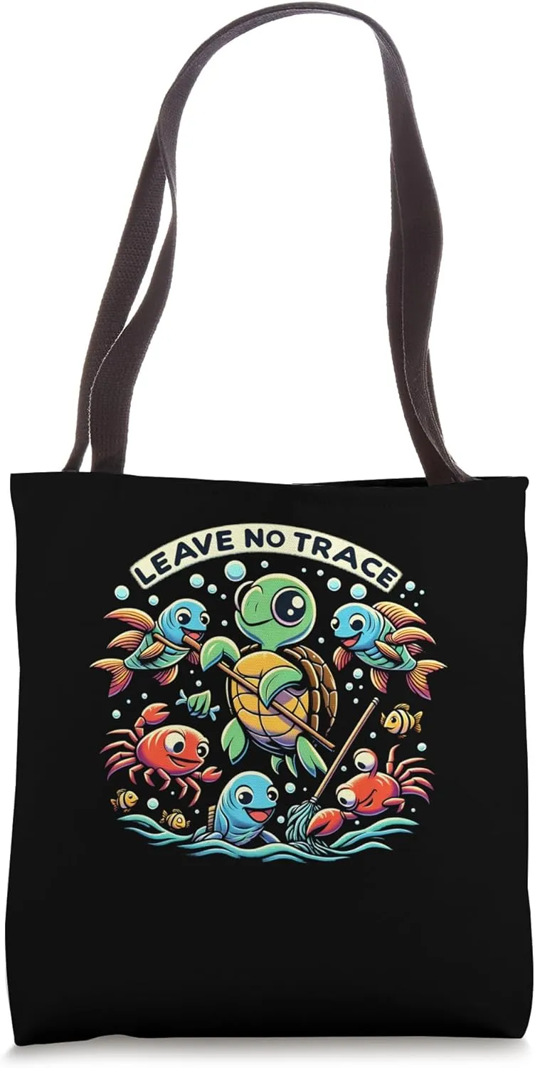 Cute Turtel Marine Anmails Leave No Trace Oceanography Tote Bag