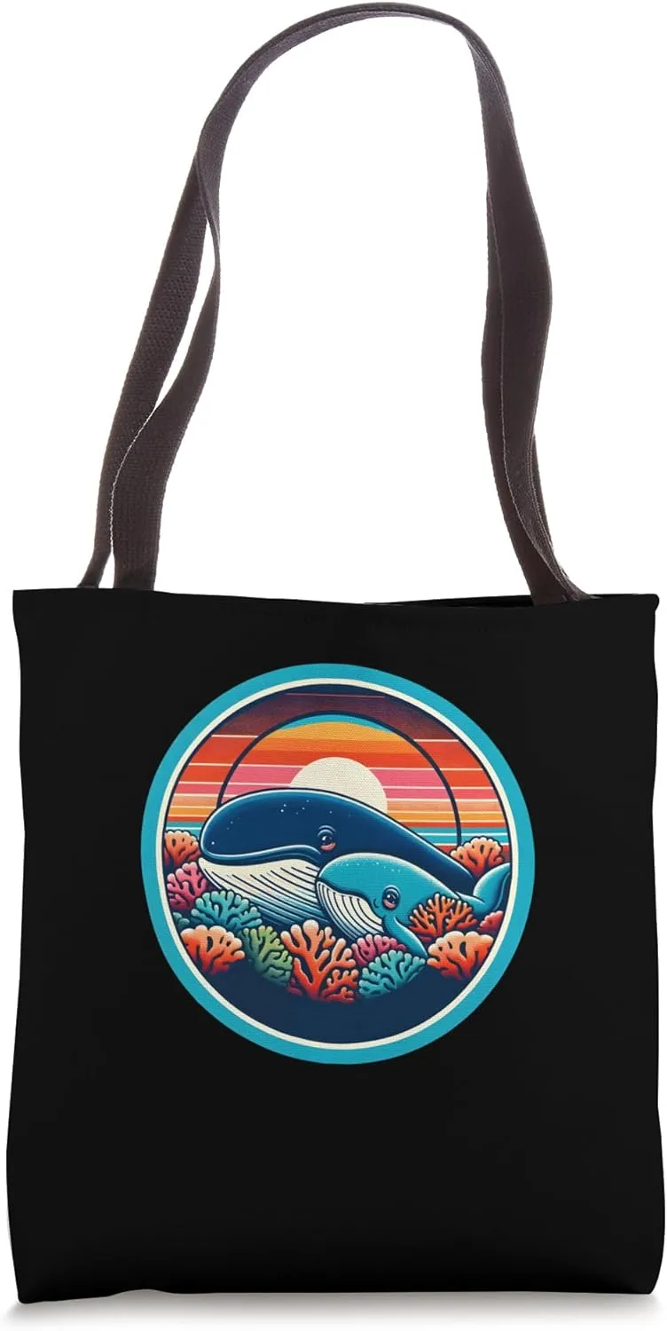 Cute Whales Animales Marine Life Oceanography Tote Bag