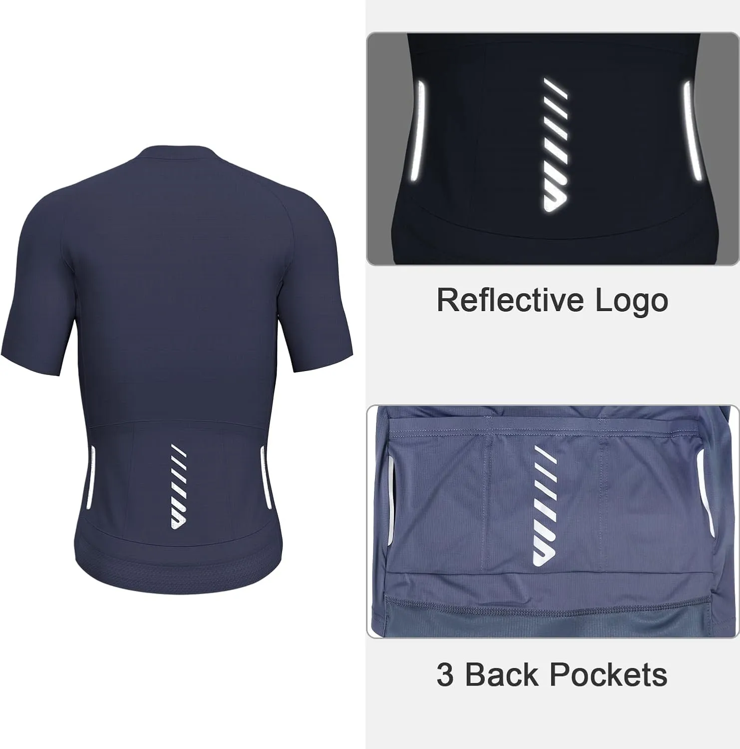 Cycling Jersey Men Short Sleeve, Road Bike Jerseys Full Zipper with Pockets, Bicycle Clothing Breathable Quick Dry