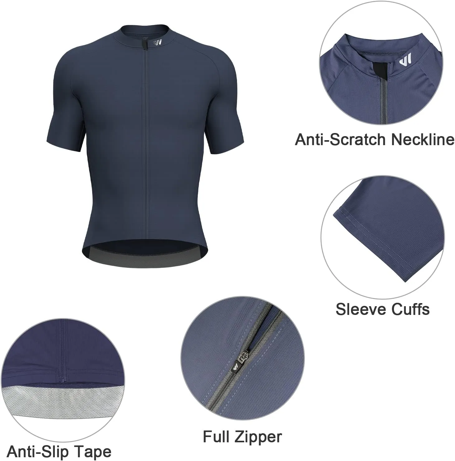 Cycling Jersey Men Short Sleeve, Road Bike Jerseys Full Zipper with Pockets, Bicycle Clothing Breathable Quick Dry