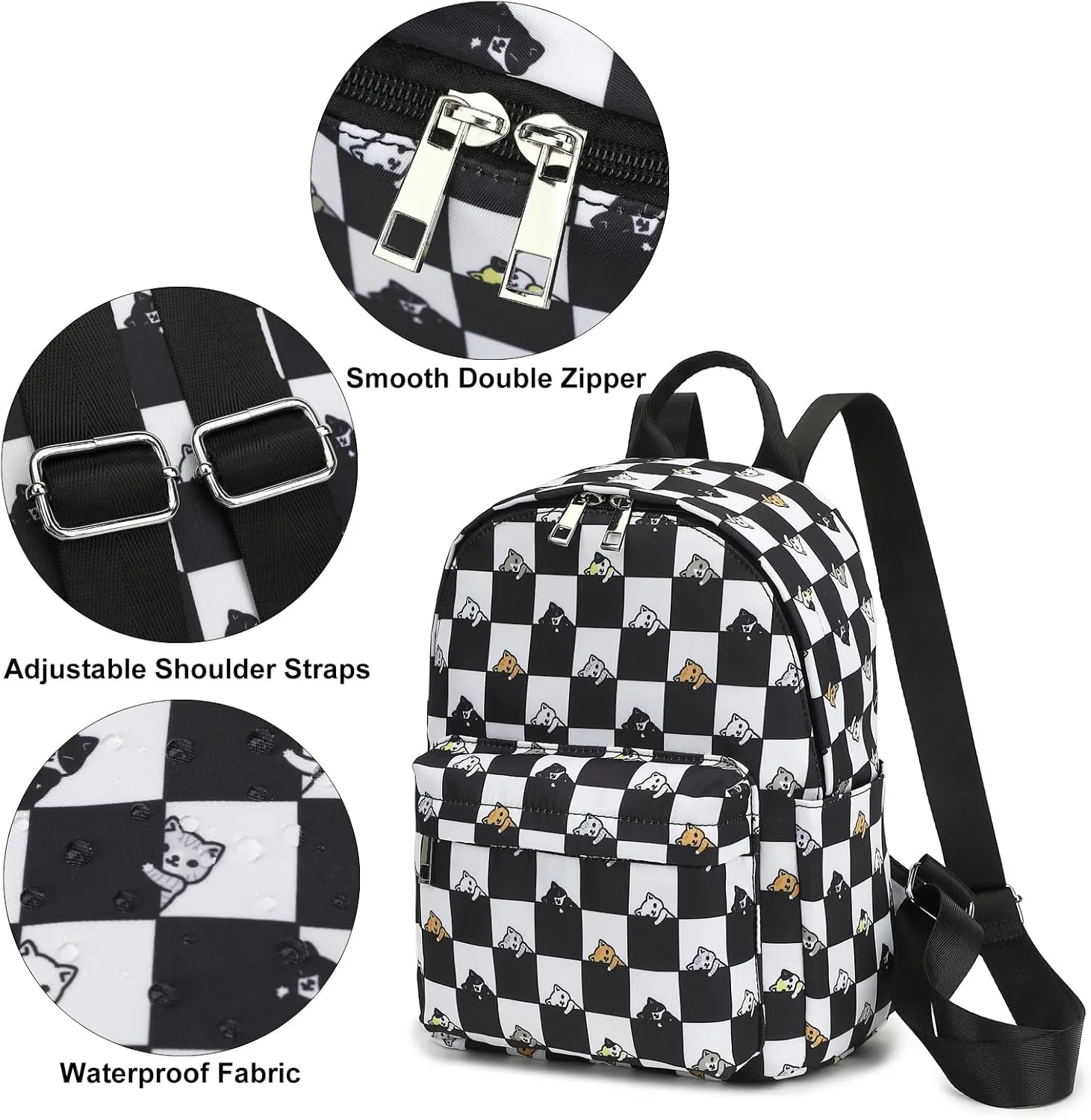 Daisy Mini Backpack Women Girls, Small Backpack Purse for Adults Teens Kids School Travel (Black)