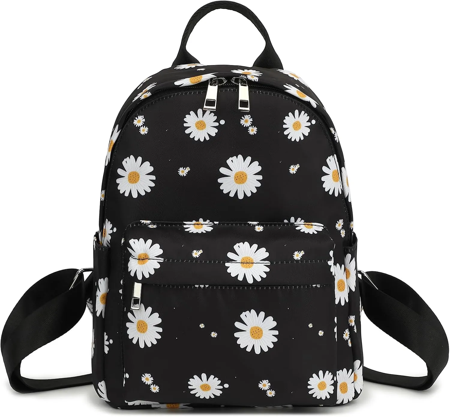 Daisy Mini Backpack Women Girls, Small Backpack Purse for Adults Teens Kids School Travel (Black)