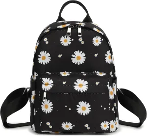 Daisy Mini Backpack Women Girls, Small Backpack Purse for Adults Teens Kids School Travel (Black)