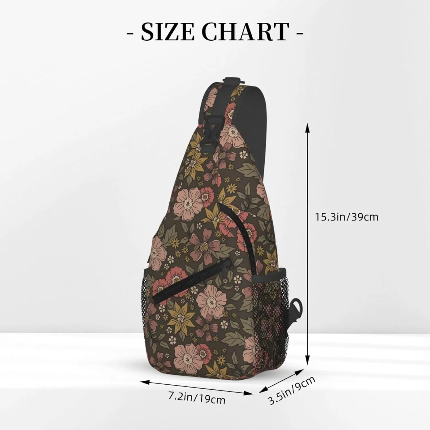 Dark Academia Florals Chest Sling Bag Crossbody Shoulder Backpack Bag Gym Cycling Daypack Travel Hiking Cross Bag