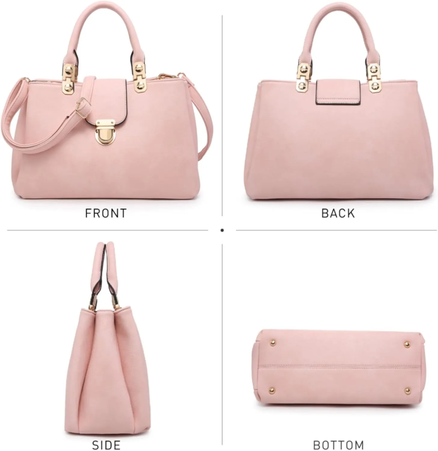 Dasein Women Satchel Handbags Top Handle Purse Medium Tote Bag Vegan Leather Shoulder Bag