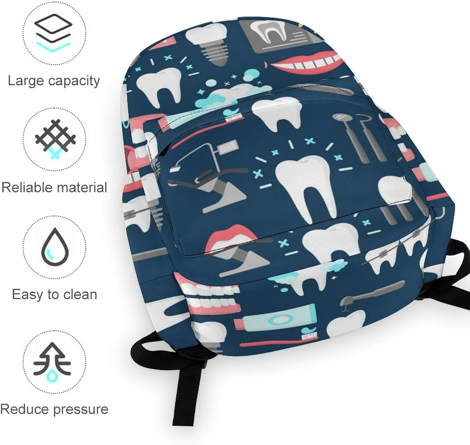 Dental Pattern Large Capacity Backpack, Simple And Practical, Exquisite And Minimalist Design