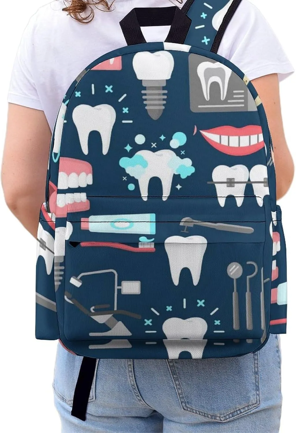 Dental Pattern Large Capacity Backpack, Simple And Practical, Exquisite And Minimalist Design