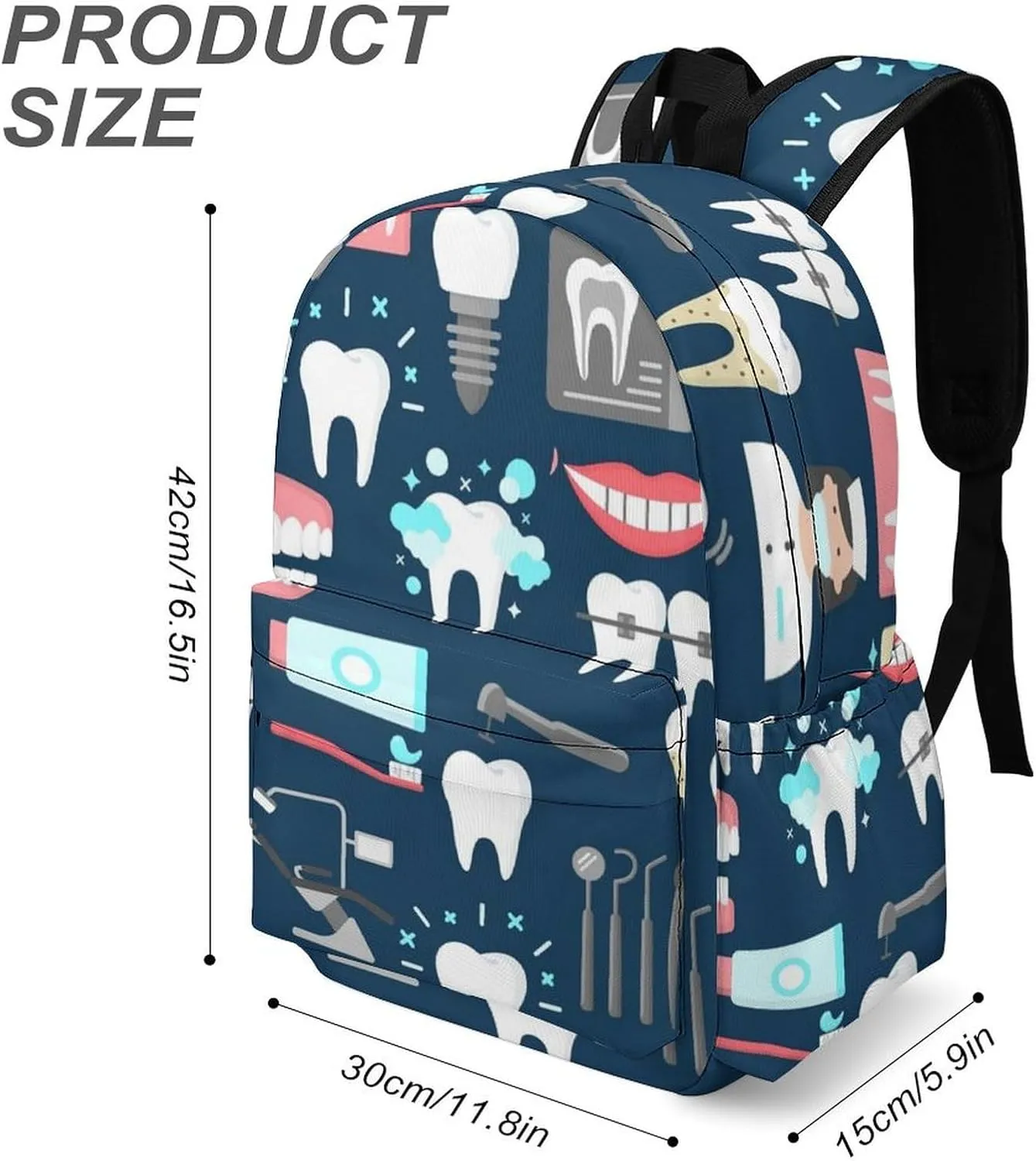 Dental Pattern Large Capacity Backpack, Simple And Practical, Exquisite And Minimalist Design