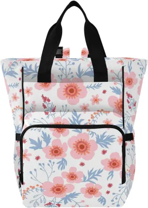 Diaper Bag Backpack Pink Flowers Travel Diaper Bags for Women, 10L Functional Baby Changing Bag with Insulted Pockets, Stroller Straps