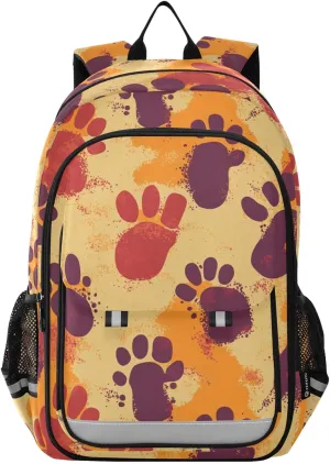Dinosaur Foot Trace Backpack for Boys Girls Elementary School Bag Kids Bookbag Travel Rucksack With Reflective Stripes