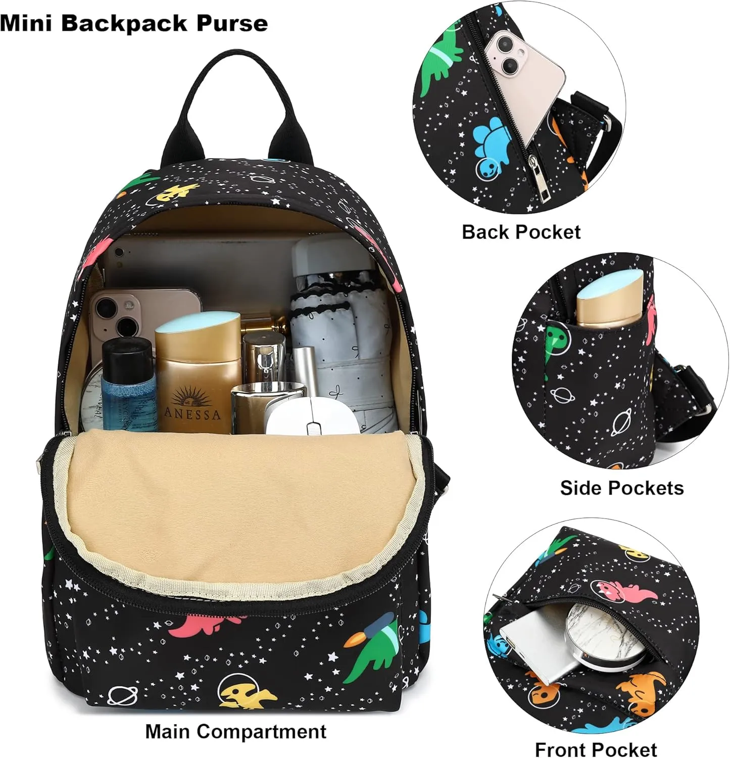Dinosaur Mini Backpack Women Girls, Small Backpack Purse for Adults Teens Kids School Travel