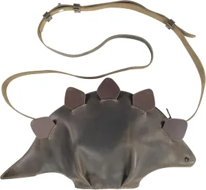 Dinosaur-Shaped (Stegosaurus) Shoulder Bag, Handbag, Crossbody Bag, Messenger Bag with Adjustable Strap, Full Grain Leather, Handmade, Dark Jade