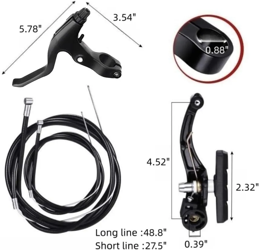 DISIWENE Complete V-Type Bike Brake Set, Front and Rear Bike MTB Brake Inner and Outer Cables and Lever Kit Includes Calipers Levers Cables