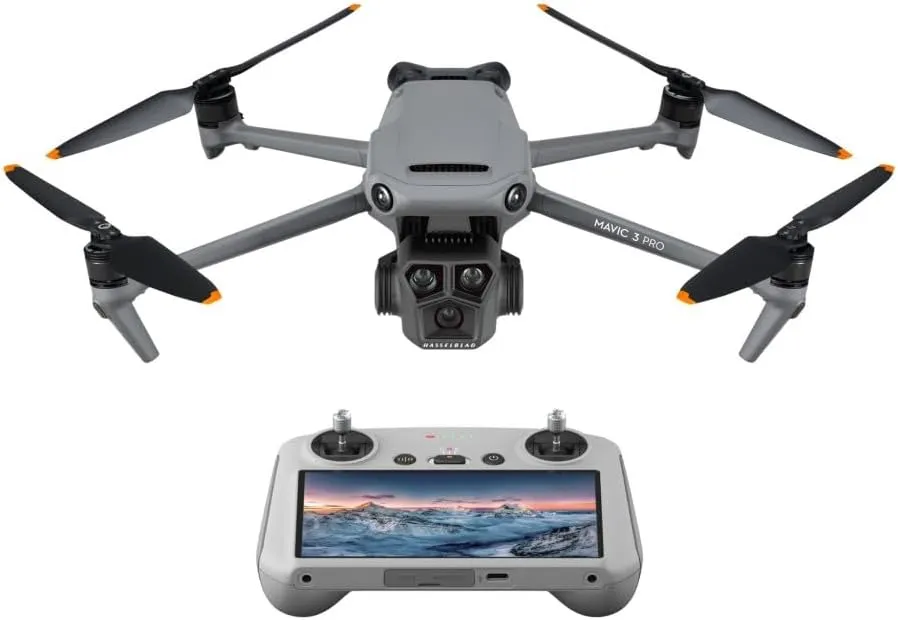 DJI Mavic 3 Pro with DJI RC, Flagship Triple-Camera Drone with 4/3 CMOS Hasselblad camera, 43-Min Flight Time, 15km HD Video Transmission, FAA Remote ID Compliant, 4K Camera Drone for Adults