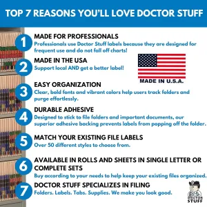 Doctor Stuff - File Folder Labels, Alphabet Letter H, POS 3400 - POAM Series Compatible Alpha Stickers, Dark Green, 15/16" x 1-5/8", 500/Roll