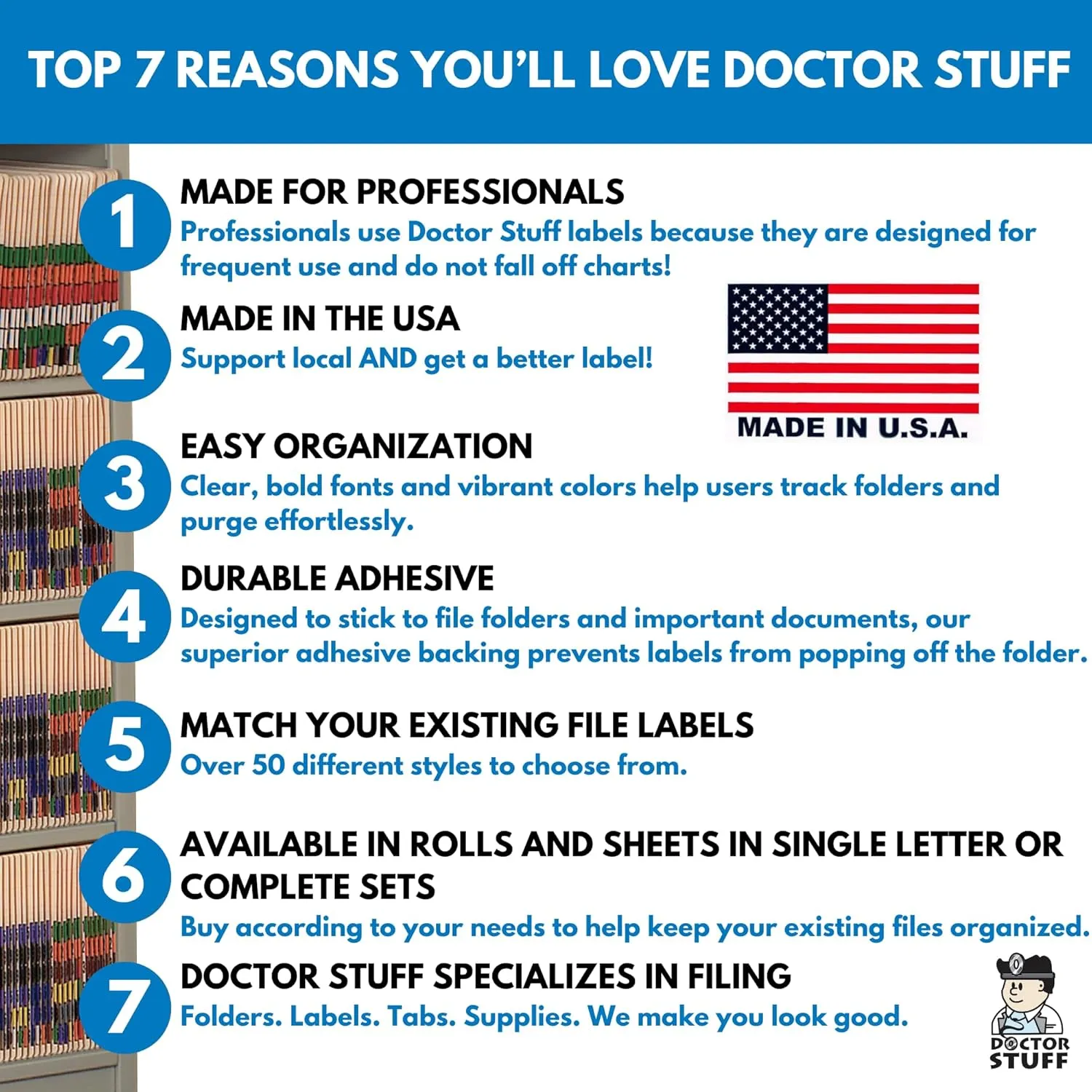 Doctor Stuff - File Folder Labels, Alphabet Letter H, POS 3400 - POAM Series Compatible Alpha Stickers, Dark Green, 15/16" x 1-5/8", 500/Roll