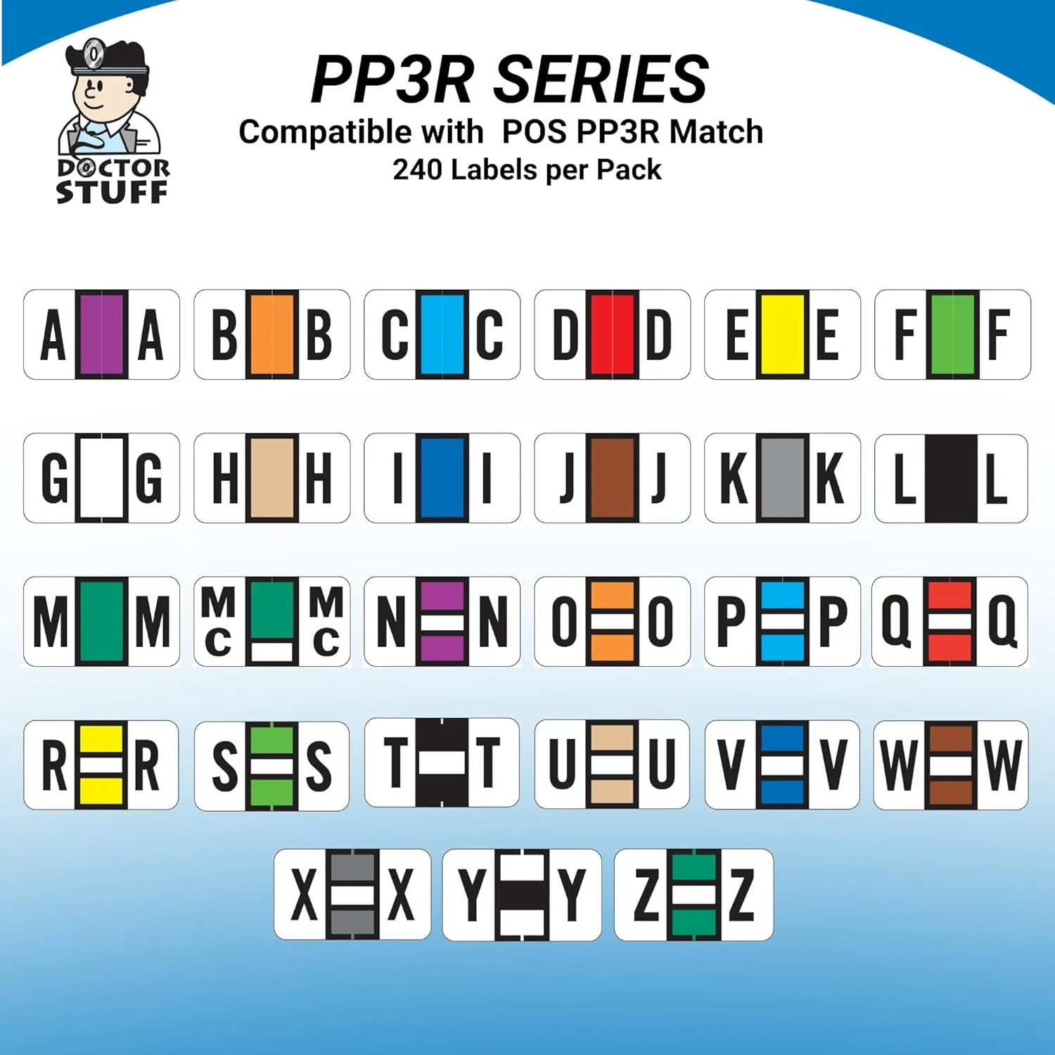 Doctor Stuff - File Folder Labels, Ringbook Sheets, Alphabet Letter H, POS 2000 - PP3R Match Compatible Alpha Stickers, Tan, 15/16" x 1-5/8", 240 Labels per Pack