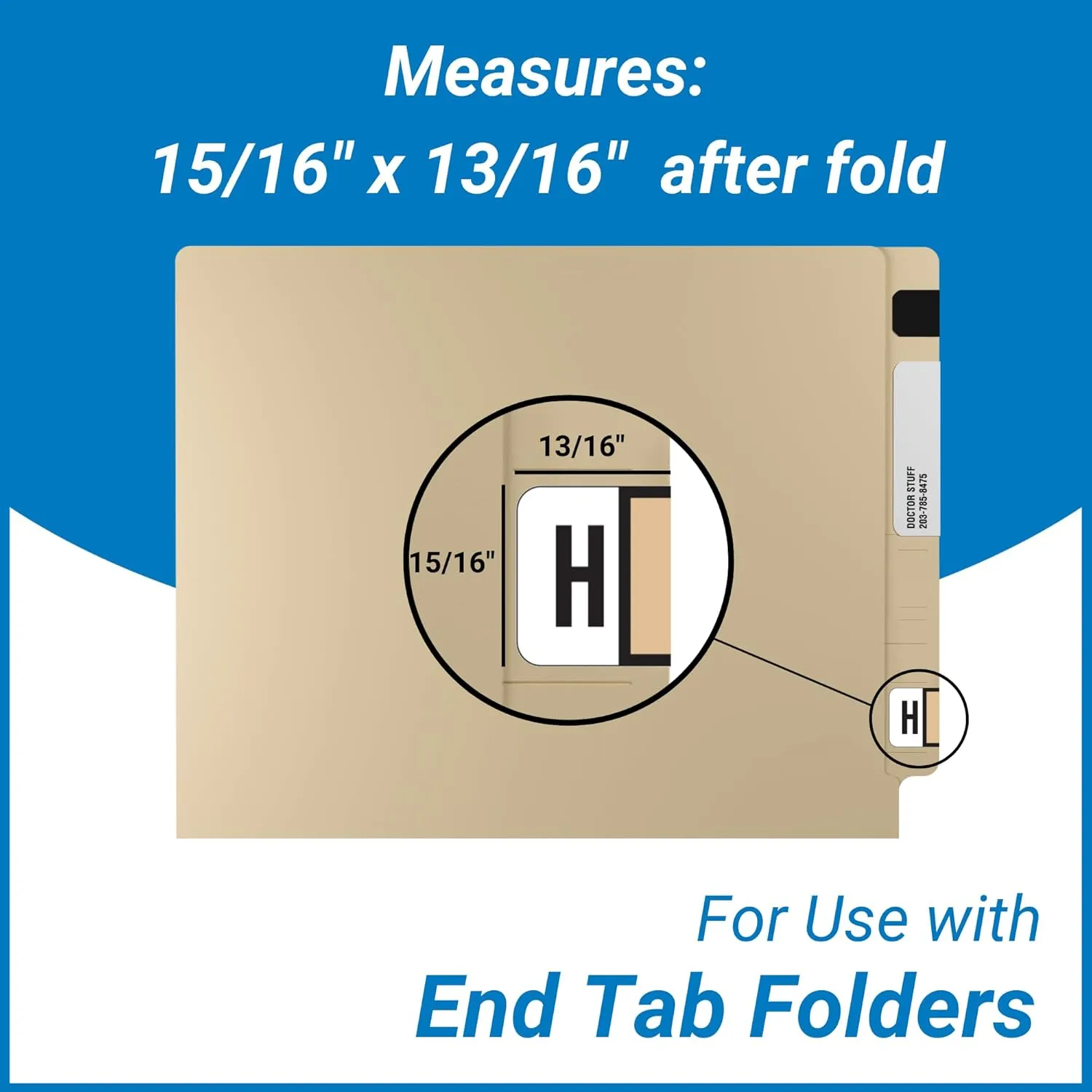 Doctor Stuff - File Folder Labels, Ringbook Sheets, Alphabet Letter H, POS 2000 - PP3R Match Compatible Alpha Stickers, Tan, 15/16" x 1-5/8", 240 Labels per Pack