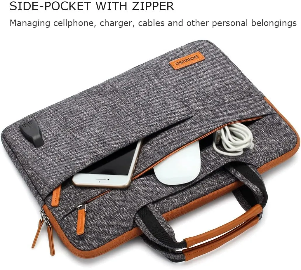 DOMISO 15.6 Inch Multi-Functional Laptop Sleeve Business Briefcase Messenger Bag with USB Charging Port Compatible for 15.6" Laptop/Apple/IdeaPad/Acer Aspire/HP ENVY 15 / Dell XPS 15,Dark Grey
