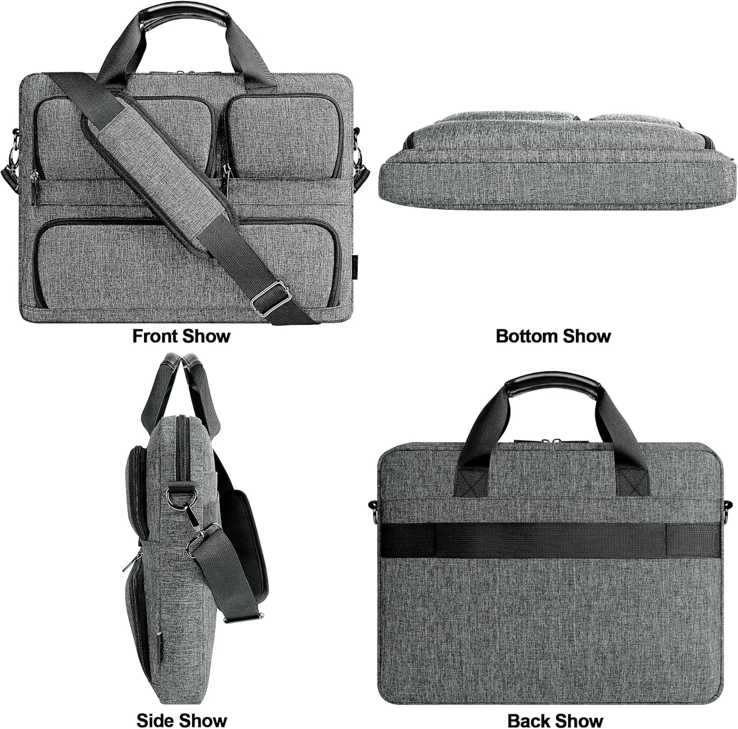 DOMISO 17-17.3 Inch Laptop Bag Business Briefcase with Shoulder Strap Messenger Bag Compatible with 17" Laptops/17.3" HP Pavilion/MSI GS73VR Stealth Pro/Dell XPS/Acer/ASUS,Dark Grey