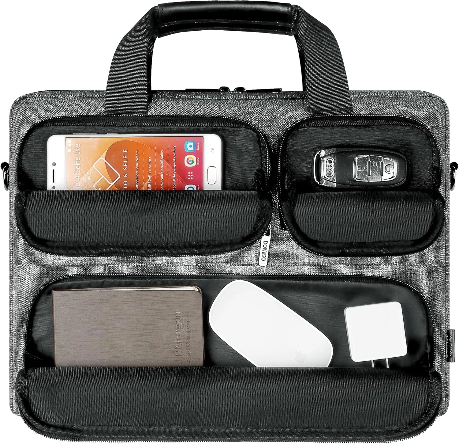 DOMISO 17-17.3 Inch Laptop Bag Business Briefcase with Shoulder Strap Messenger Bag Compatible with 17" Laptops/17.3" HP Pavilion/MSI GS73VR Stealth Pro/Dell XPS/Acer/ASUS,Dark Grey