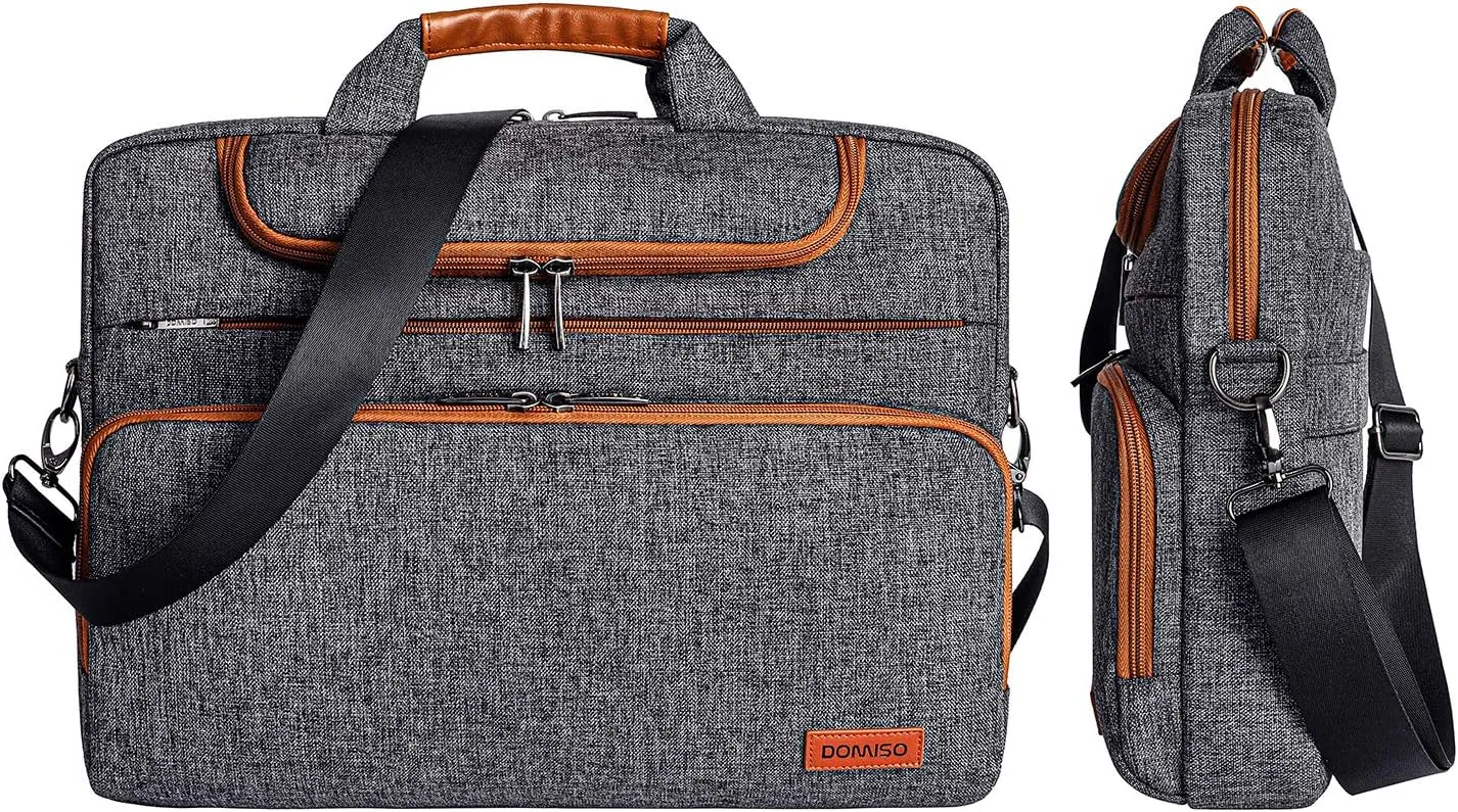 DOMISO 17 Inch Multi-Functional Laptop Sleeve Business Briefcase Waterproof Messenger Shoulder Bag Compatible with 17"-17.3" Notebooks/Dell/Acer/HP/MSI/ASUS, Dark Grey