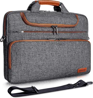 DOMISO 17 Inch Multi-Functional Laptop Sleeve Business Briefcase Waterproof Messenger Shoulder Bag Compatible with 17"-17.3" Notebooks/Dell/Acer/HP/MSI/ASUS, Dark Grey