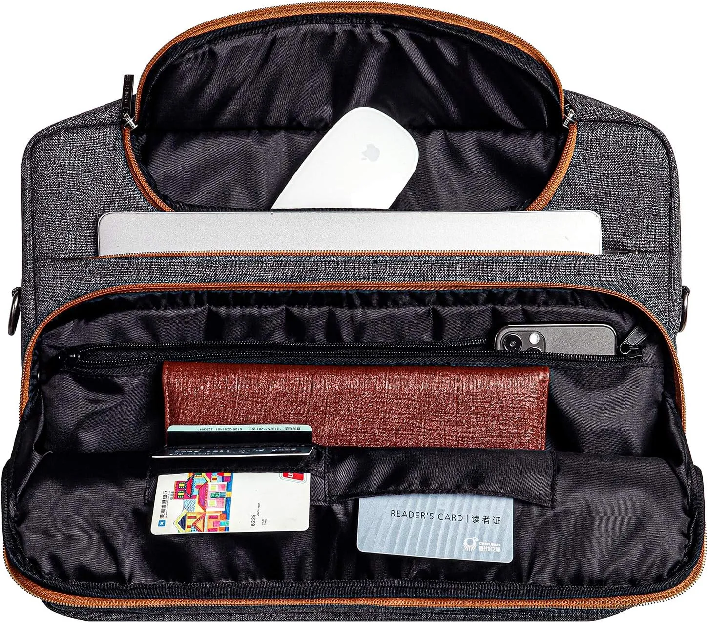 DOMISO 17 Inch Multi-Functional Laptop Sleeve Business Briefcase Waterproof Messenger Shoulder Bag Compatible with 17"-17.3" Notebooks/Dell/Acer/HP/MSI/ASUS, Dark Grey