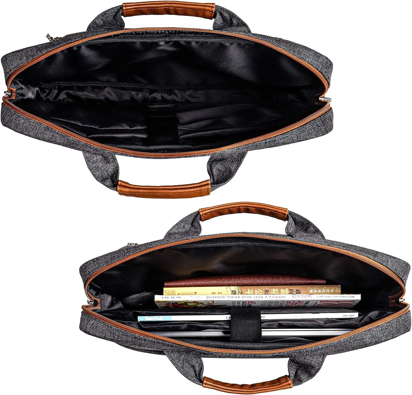 DOMISO 17 Inch Multi-Functional Laptop Sleeve Business Briefcase Waterproof Messenger Shoulder Bag Compatible with 17"-17.3" Notebooks/Dell/Acer/HP/MSI/ASUS, Dark Grey