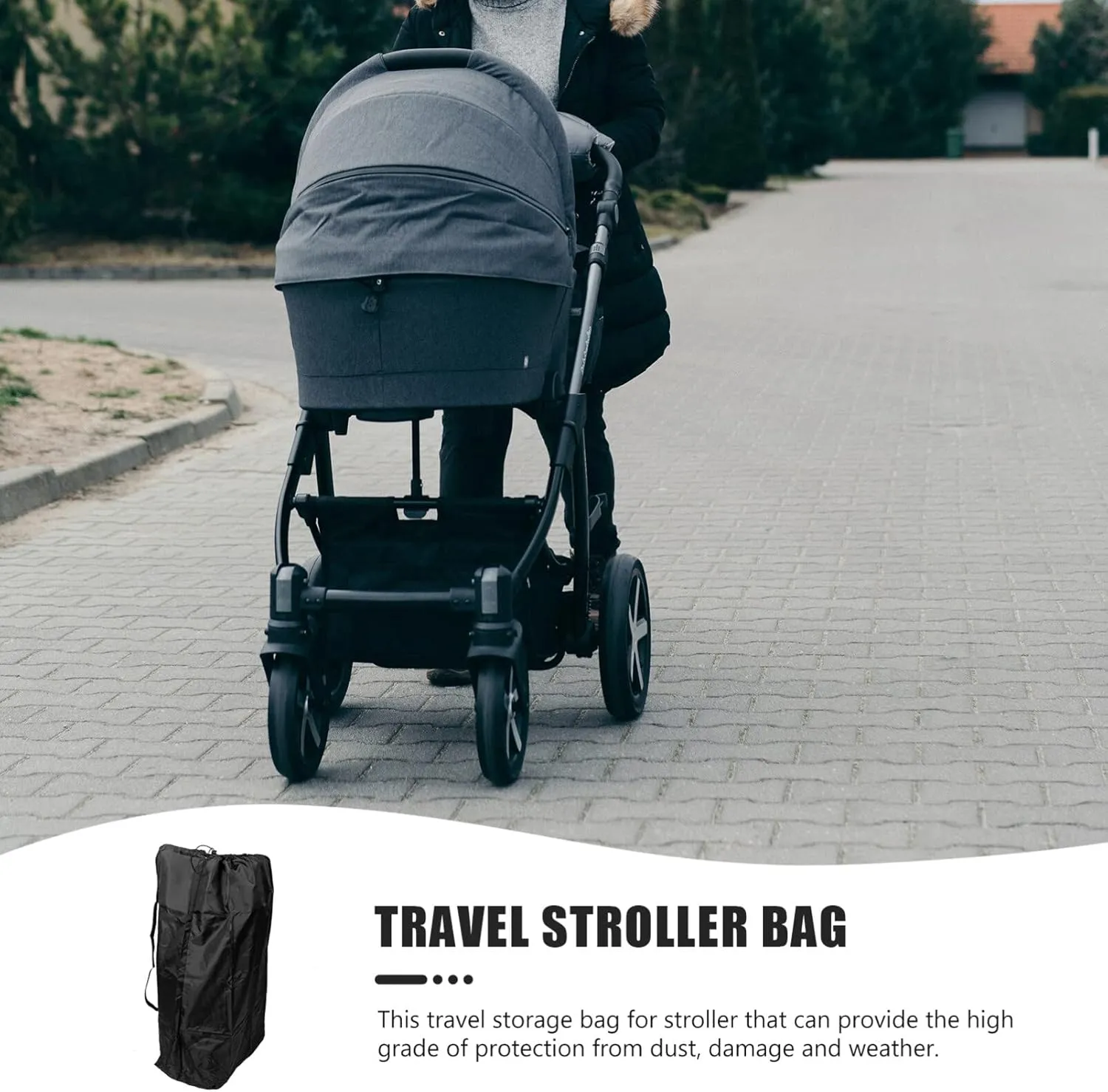 Double Stroller Storage Bag Airplane Travel Cover Hands- Shoulder Straps Easy Clean Practical