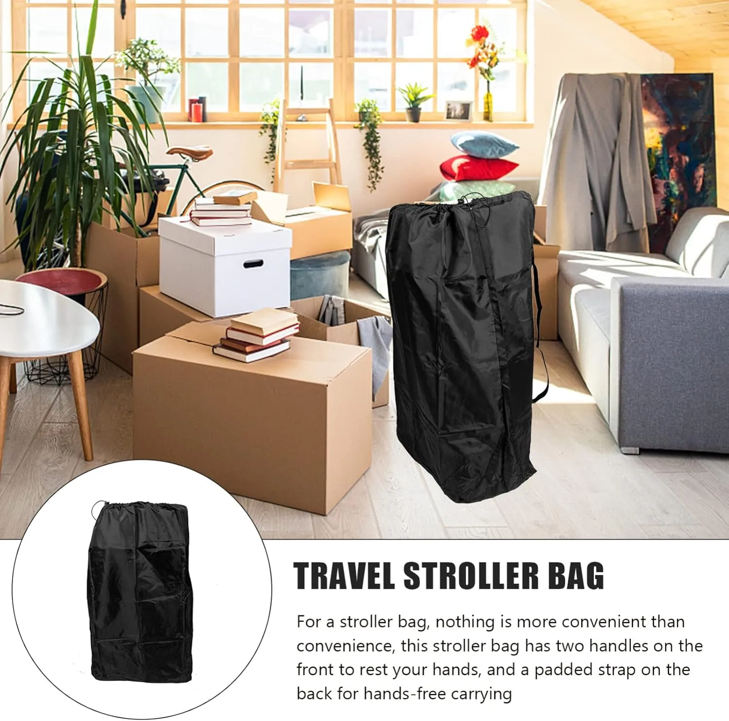 Double Stroller Storage Bag Airplane Travel Cover Hands- Shoulder Straps Easy Clean Practical