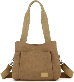 DOURR Light Cotton Canvas Crossbody Bags for Women Daily Small Organized Shoulder Handbags with 3 Compartments