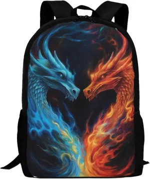 Dragon Backpack, Simple and Aesthetic Bookbag for Women & Men, Lightweight Adjustable Black Backpack for Travel Outdoor Sports, Large Capacity Laptop Bag for Business Office