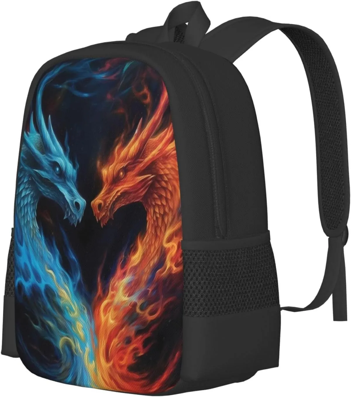 Dragon Backpack, Simple and Aesthetic Bookbag for Women & Men, Lightweight Adjustable Black Backpack for Travel Outdoor Sports, Large Capacity Laptop Bag for Business Office