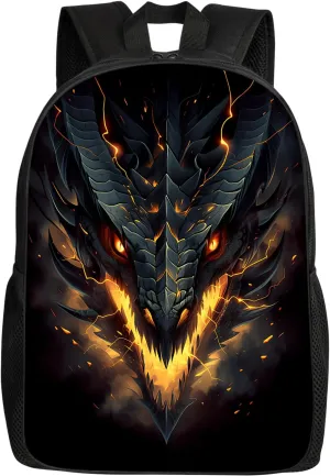 Dragon School Backpack Cool Fire Dragon Bookbag for Teens Kids Boys Girls, Large 17 inch Elementary Junior High University School Bag, Water Resistant Casual Travel Daypack Backpack