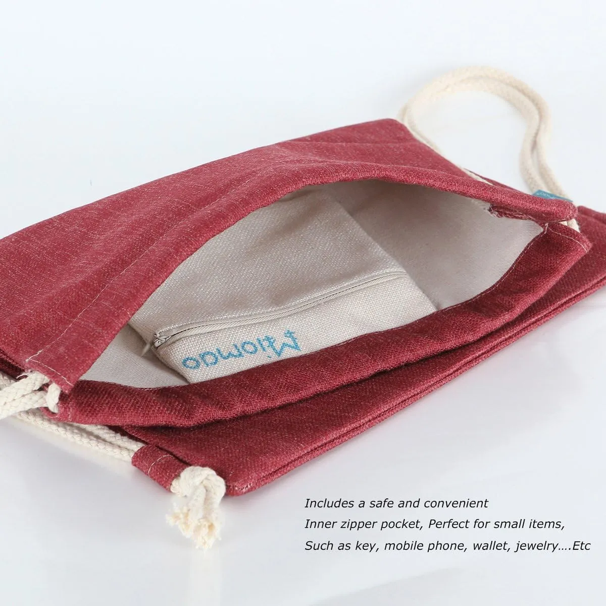 Drawstring Backpack Simple Style String Bag Canvas Beach Sport Daypack