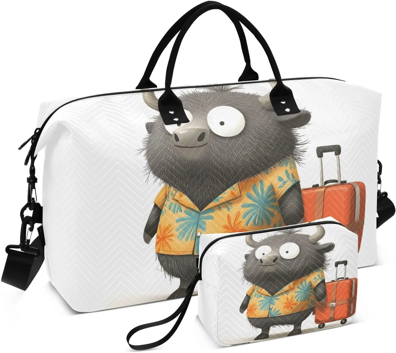 Duffel Bag for Traveling, Bison Cute Travel Gym Bags with Multiple Interior Pockets for Women Men Toiletry Purse Included 20.5”x 1.9” x 13.8”