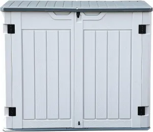 DWVO Outdoor Weather-Resistant Horizontal Storage Shed, 35 Cu Ft Capacity, Lockable and Waterproof, Suitable for Storing Garden Tools, Light Gray