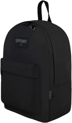 East West USA Simple Backpack (Black) – 12.5" L x 16.5" H x 5" W | Versatile Travel, Small, Laptop, Book & Work Backpack with Padded Back Panel & Adjustable Shoulder Straps