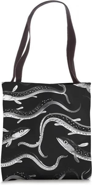 Eel Black and White Animal Wildlife Pattern Tote Bag