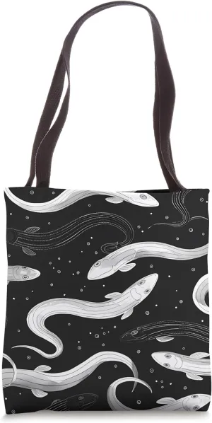 Eel Black and White Animal Wildlife Pattern Tote Bag